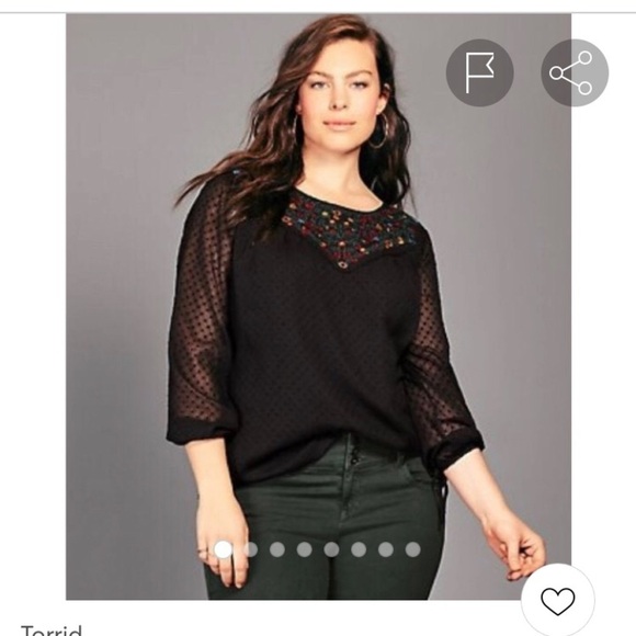 Torrid chiffon floral embroidered top blouse 00 - Picture 2 of 5